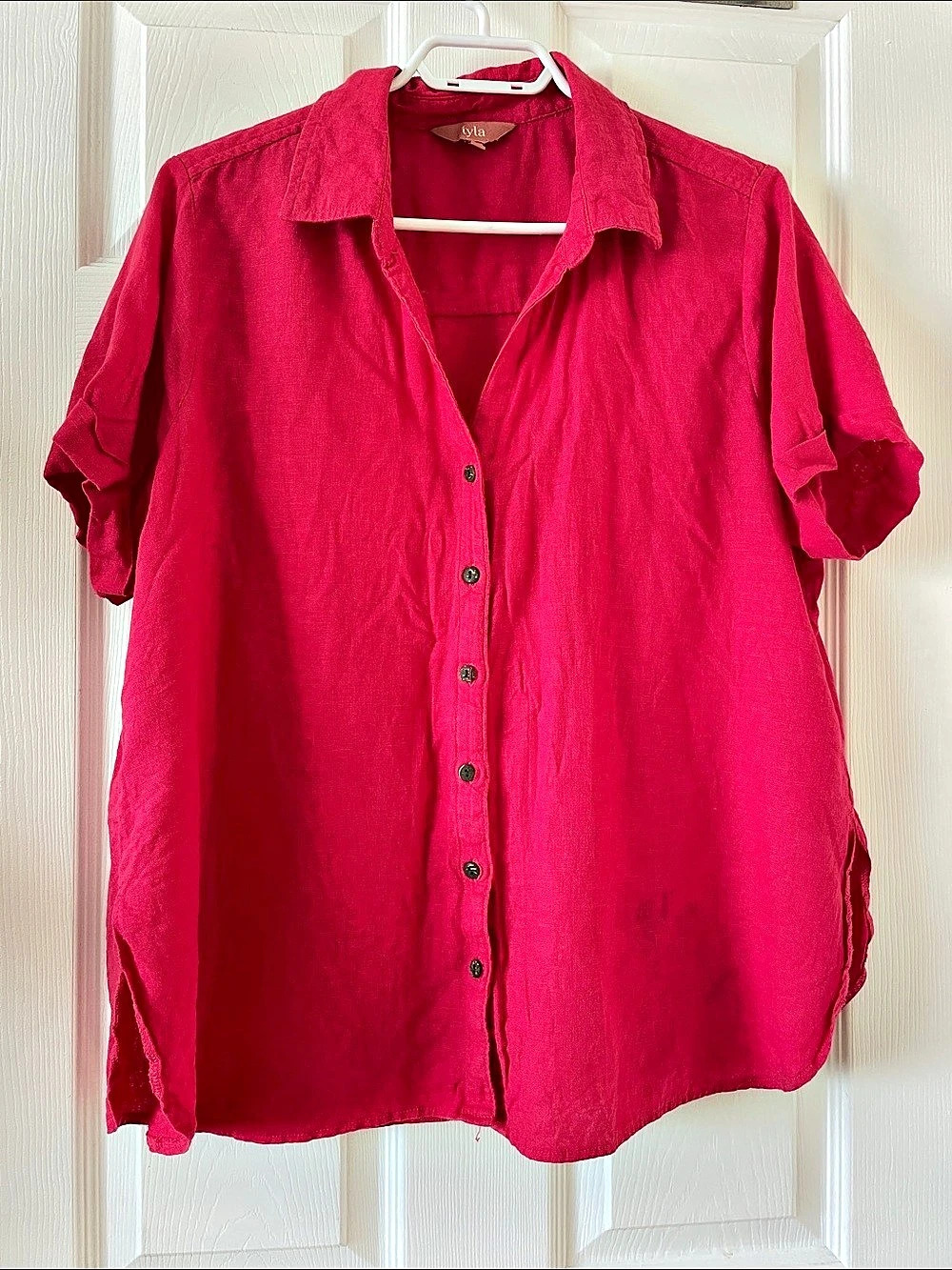 Iyla Button Down Shirt in Pink Size Large